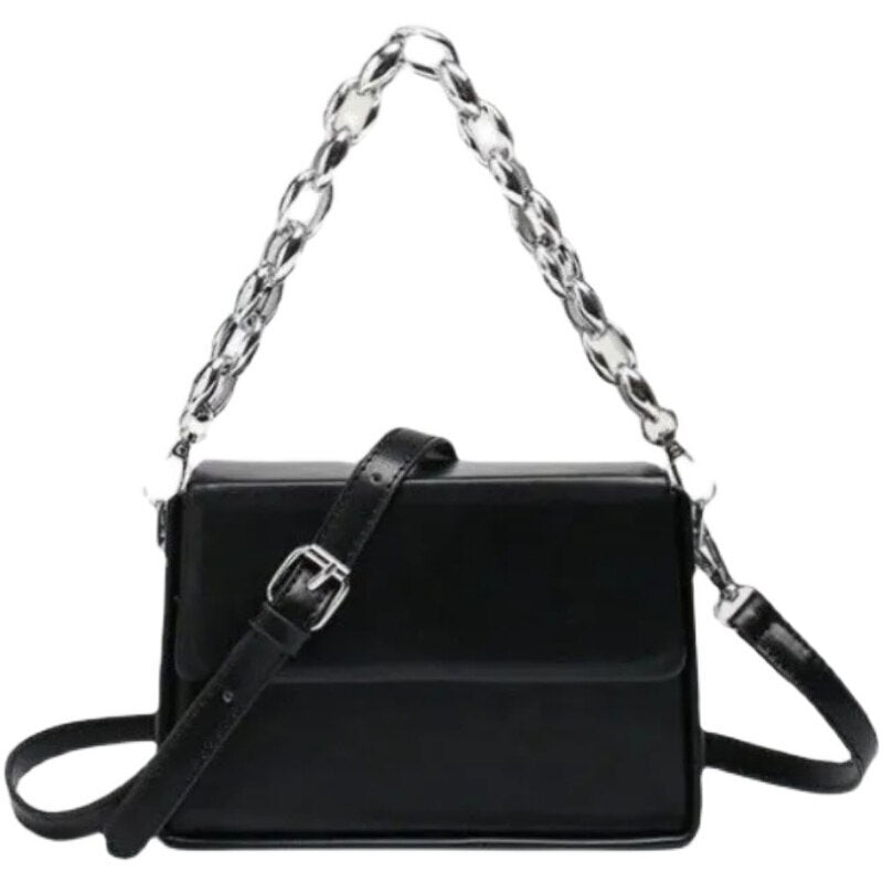 Chain Leather Crossbody Shoulder Bag
