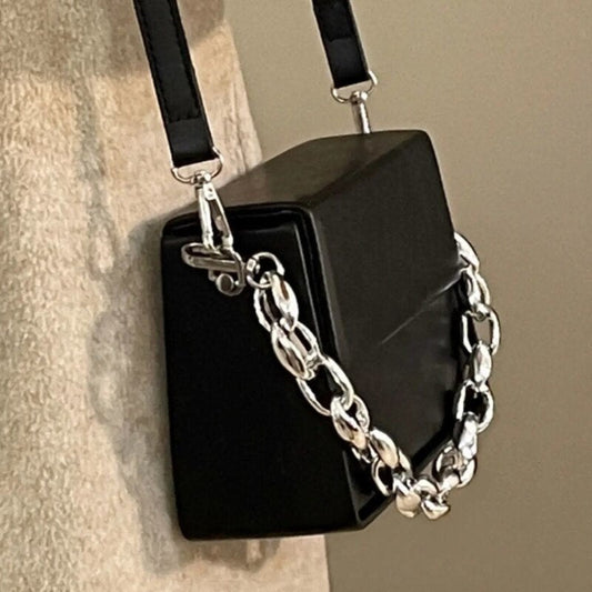 Chain Leather Crossbody Shoulder Bag