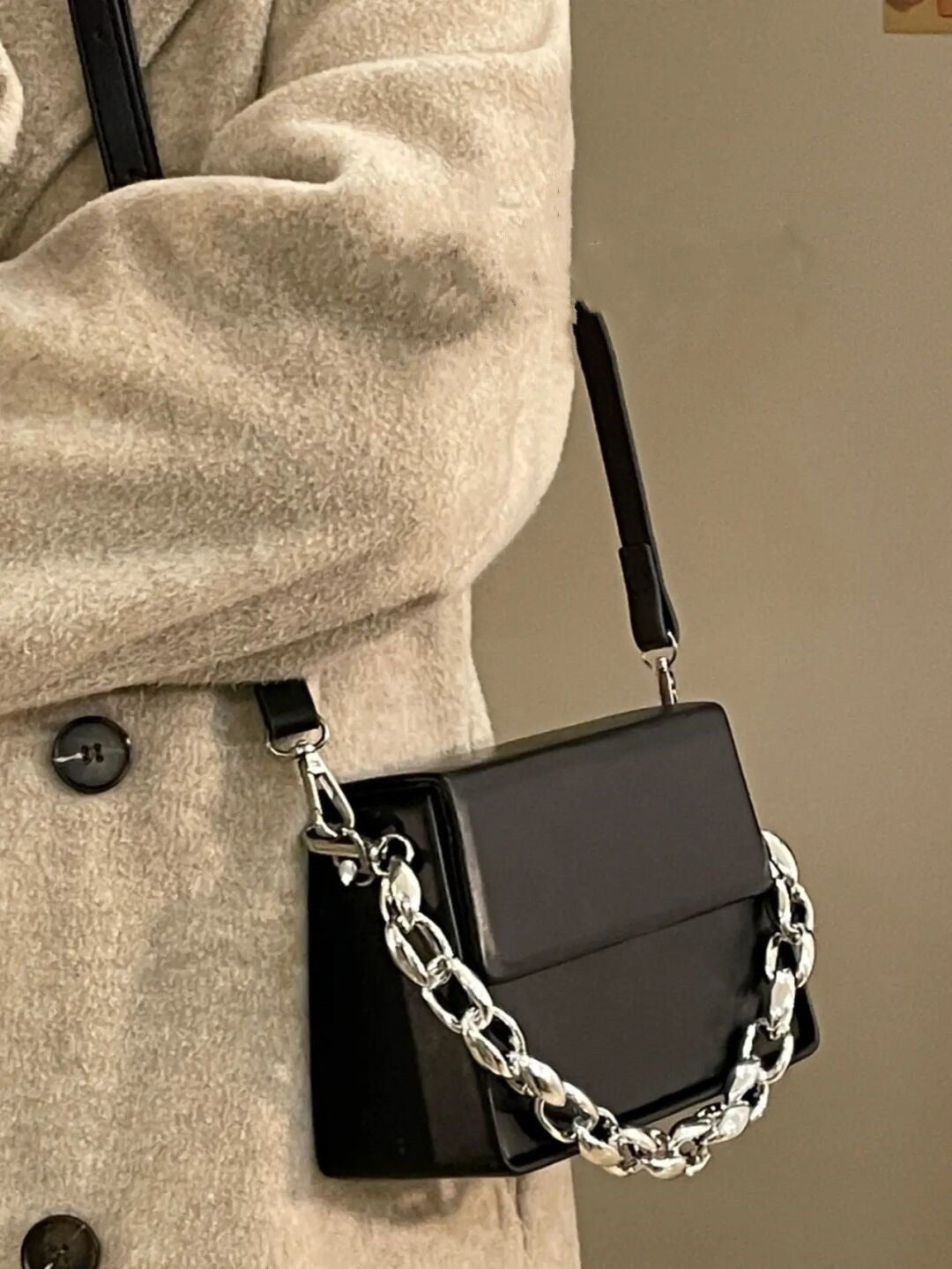 Chain Leather Crossbody Shoulder Bag
