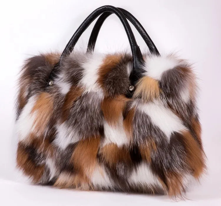 Real Fox Fur Crossbody Shoulder Bag
