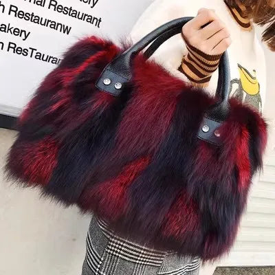 Real Fox Fur Crossbody Shoulder Bag