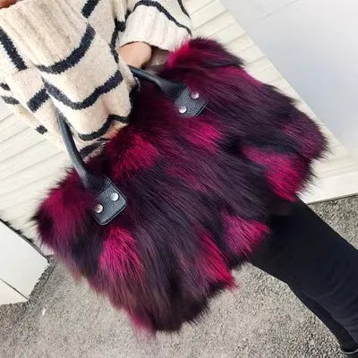 Real Fox Fur Crossbody Shoulder Bag