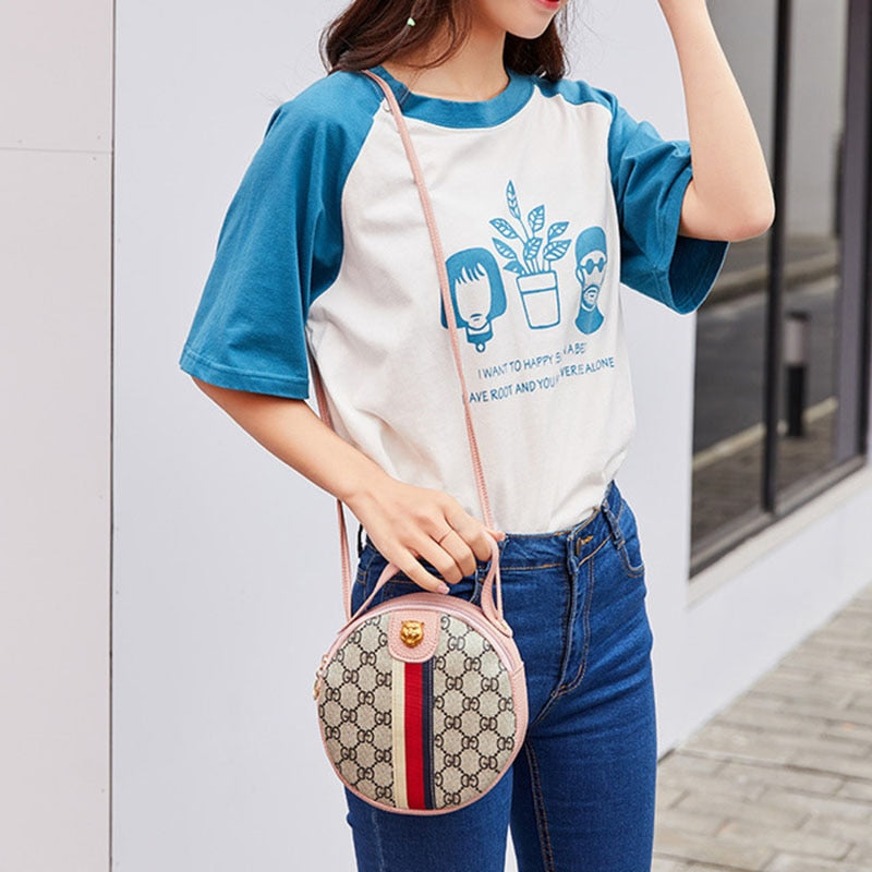 Tiger Head PU Leather Crossbody Bag