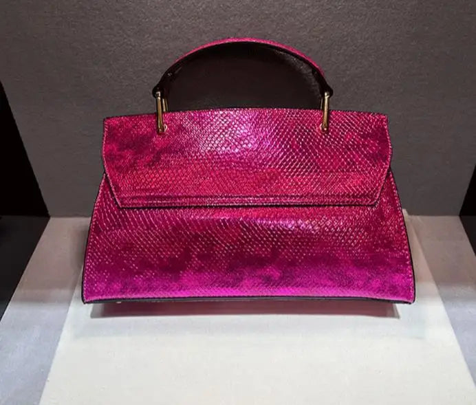 Snake Print Leather Crossbody Tote