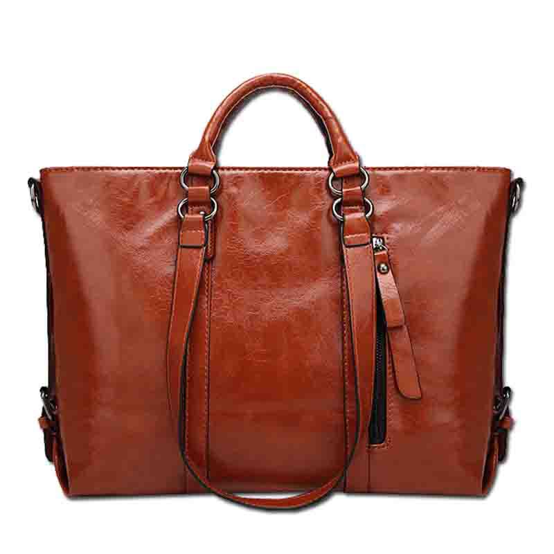 Oil Waxed Leather Crossbody Tote