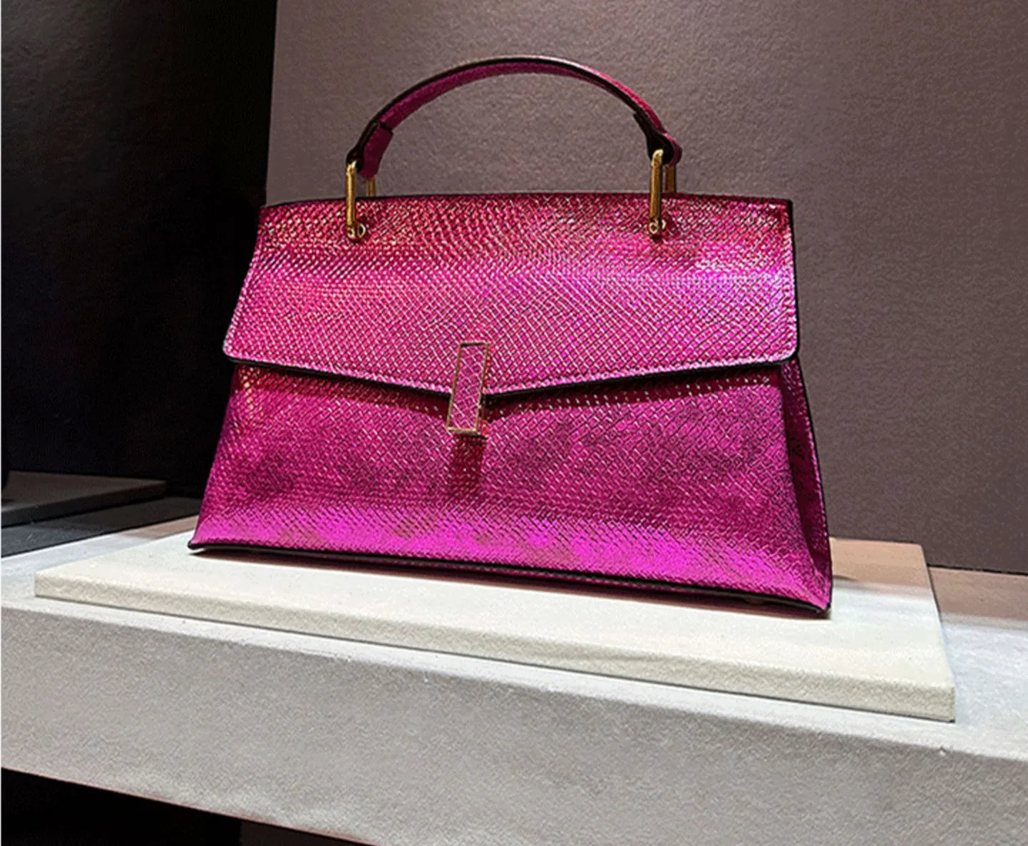 Snake Print Leather Crossbody Tote