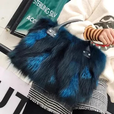 Real Fox Fur Crossbody Shoulder Bag
