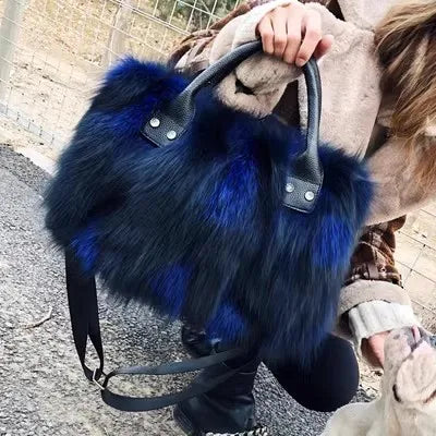 Real Fox Fur Crossbody Shoulder Bag