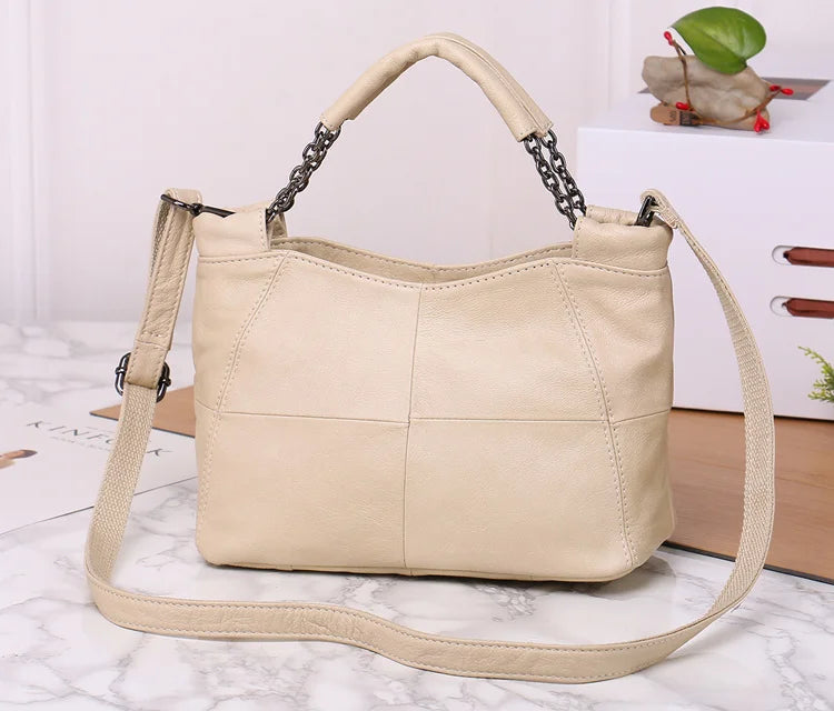 Plaid Leather Crossbody Tote