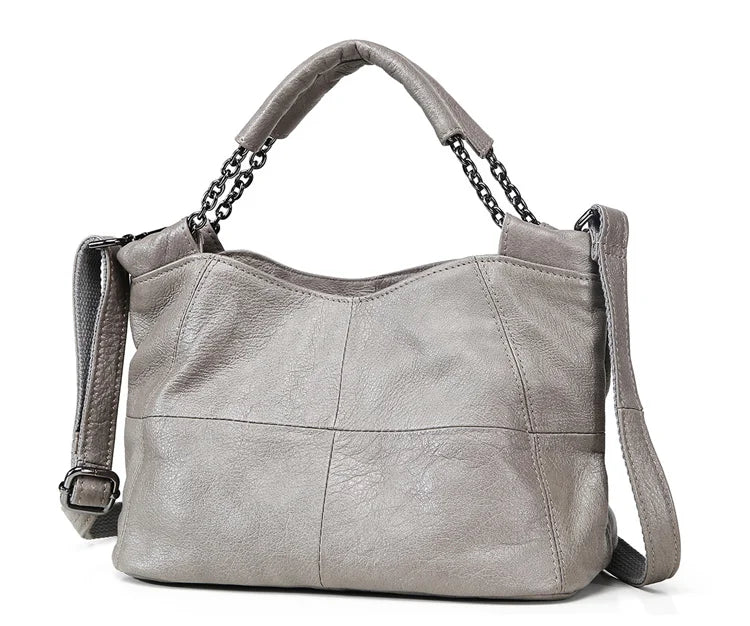 Plaid Leather Crossbody Tote