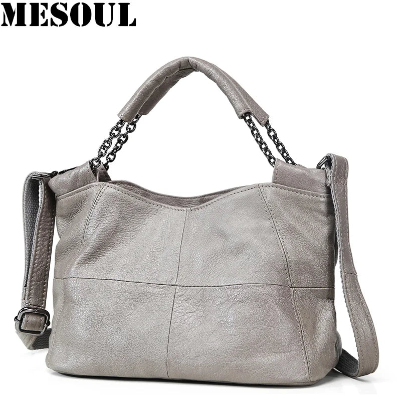 Plaid Leather Crossbody Tote
