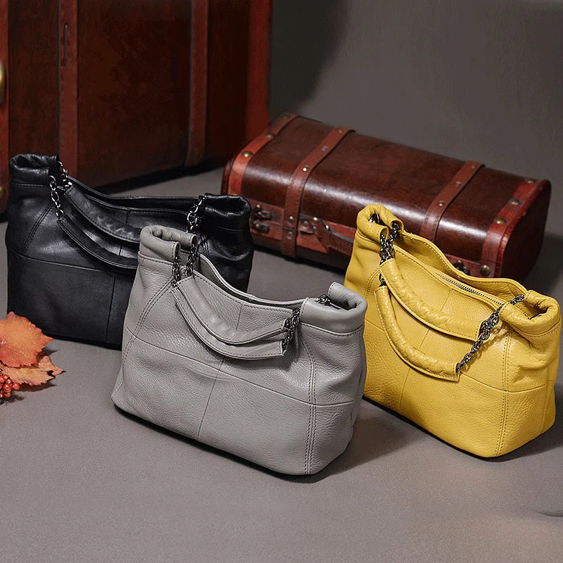 Plaid Leather Crossbody Tote