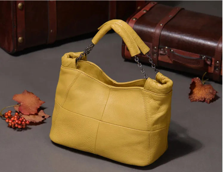 Plaid Leather Crossbody Tote