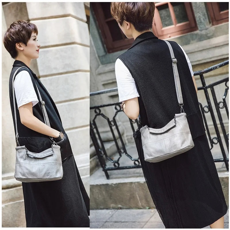 Plaid Leather Crossbody Tote