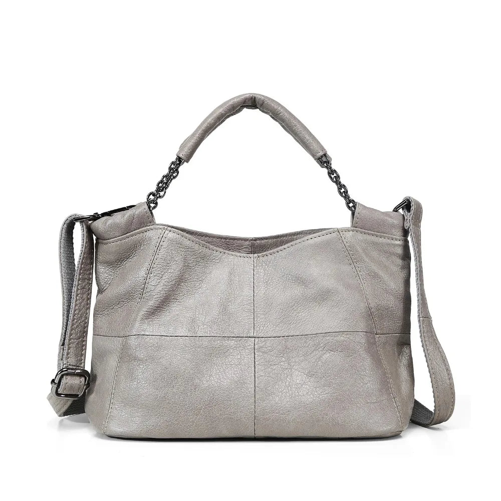 Plaid Leather Crossbody Tote