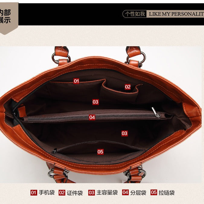 Oil Waxed Leather Crossbody Tote