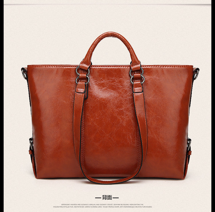 Oil Waxed Leather Crossbody Tote
