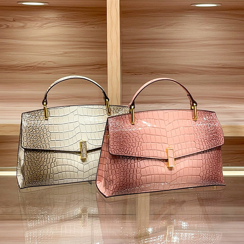 Crocodile Pattern Leather Crossbody Bag