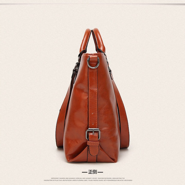 Oil Waxed Leather Crossbody Tote
