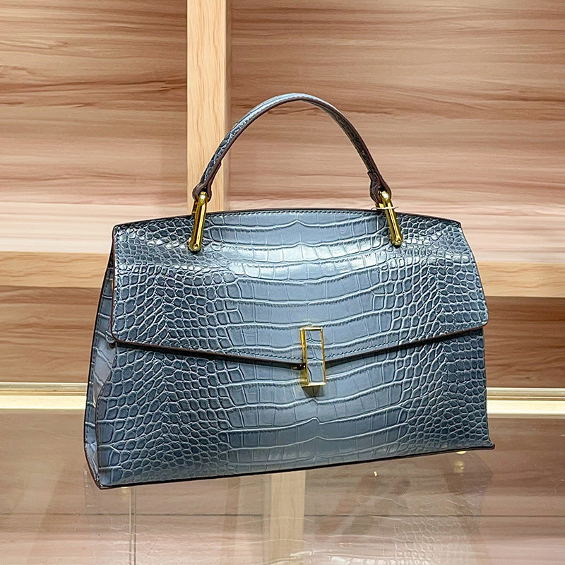 Crocodile Pattern Leather Crossbody Bag