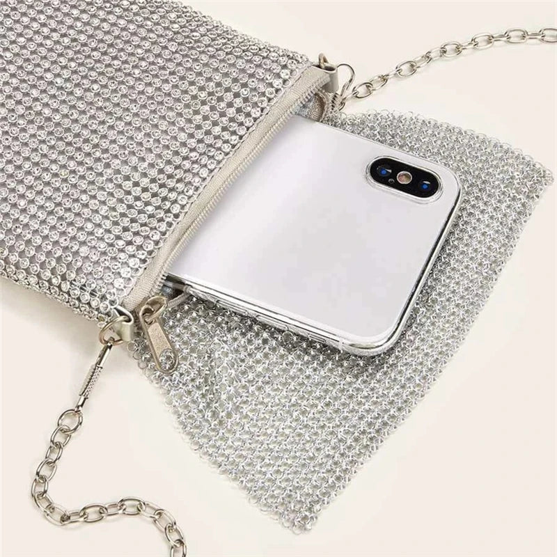 Diamond Metal Mesh Evening Clutch