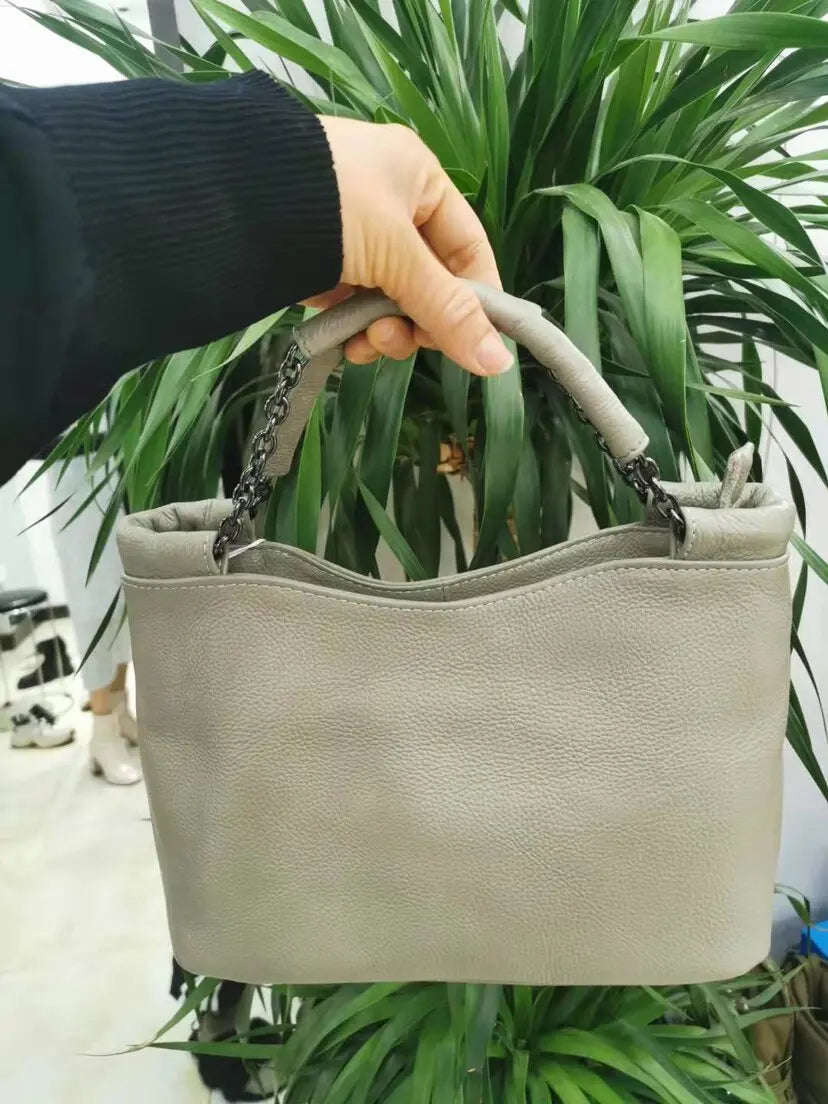 Plaid Leather Crossbody Tote
