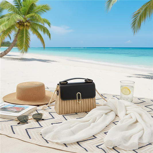 Rattan Woven Crossbody Straw Bag